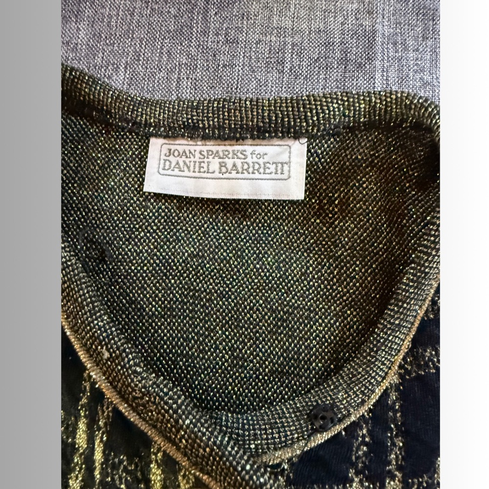 Vintage Joan Sparks for Daniel Barrett Metallic Plaid Long Cardigan Coat - Picture 5 of 7